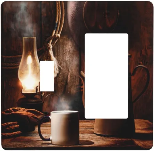 Vista 91 de Cubiertas de pared de lodge rústico retro con diseño de osos, ciervos y animales salvajes. Placas de pared dúplex simples para interruptor de luz.