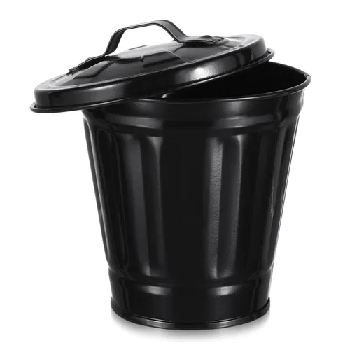Vista 8 de Basurero de escritorio con tapa de basura, forma adorable y a la moda, fácil de combinar con decoración del hogar, pequeña tapa de maceta