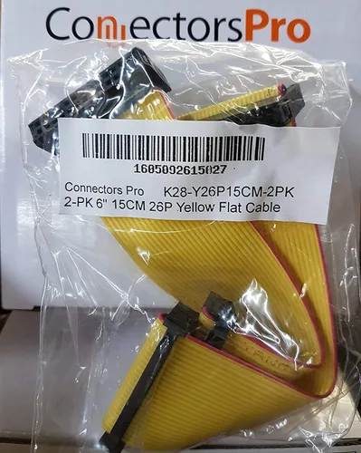 Vista 4 de Paquete de 2 conectores hembra IDC 2x13 26P 0.100 in 5.9 in 5.5 pulgadas, cable de cinta plano amarillo, filas dobles 26 pines 0.1" paso FC F/F