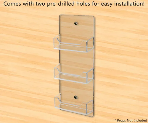 Vista 4 de Marketing Holders Tarjetero de 3 bolsillos para colgar verticalmente, soporte de pared con herrajes para tarjetas de regalo horizontal de 3.5 x 2