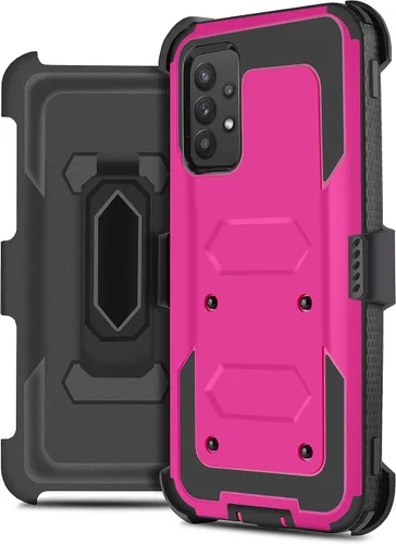 Vista 8 de Compatible con Samsung Galaxy A32 5G (SM-A326) 5G, a prueba de golpes, protección de cuerpo completo, con protector de pantalla integrado, clip Verde