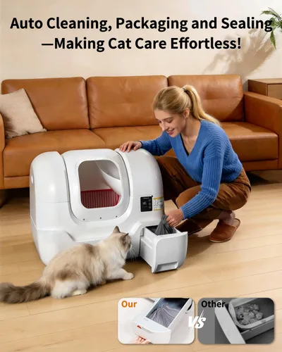 Vista 5 de Caja de arena automática para gatos autolimpiante, recarga automática de arena, embalaje y sellado automático, reemplazo automático de bolsa