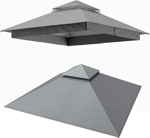 Vista 12 de LAUSAINT HOME - Cenador para exteriores de 8 x 8 pulgadas con cortinas Caqui
