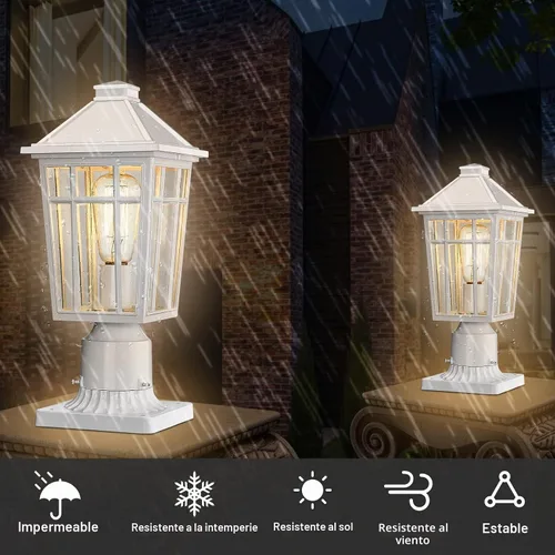 Vista 2 de Darkaway Lámpara de poste para exteriores, carcasa de aluminio impermeable con vidrio, iluminación de cubierta de poste de valla para jardín, patio