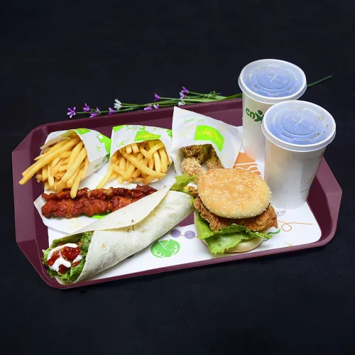Vista 6 de Idotry - Bandejas de plástico para servir comida rápida, paquete de 4 bandejas rectangulares para servir Bandeja de comida rápida de 16.77 x 11.81