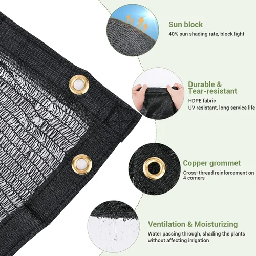 Vista 2 de Keten Tela de Sombra para Jardín 40%, Lona de Malla HDPE de 10x12 Pies con Ojales Mejorados, Sombras Solares Exteriores Resistentes a UV