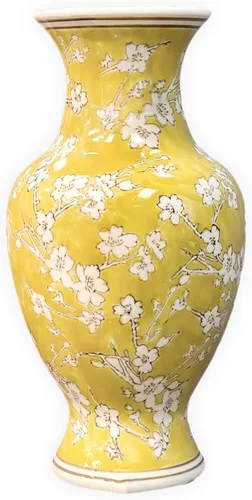 Vista 8 de Galt International Jarrón de Cerámica Floral de Grulla Chinoiserie Blanco y Azul de 14" - Jarrón Antiguo Pintado a Mano de Porcelana Estilo Chino