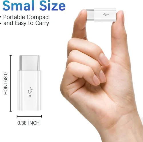Vista 2 de Adaptador micro USB a USB C, paquete de 2 adaptadores Micro-USB hembra a USB-C macho OTG compatibles con Samsung Galaxy, LG, Huawei, teléfonos tipo