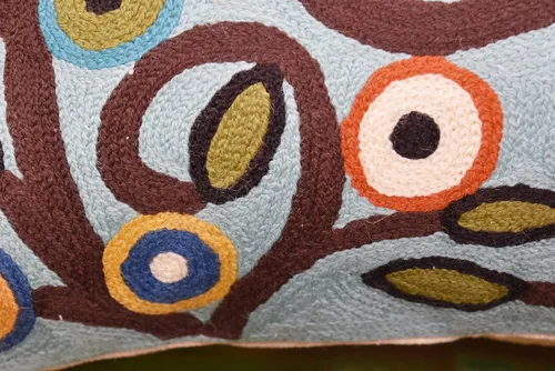 Vista 7 de Funda de cojín lumbar bordada a mano de lana 13x21 (funda de almohada lumbar de pájaros azules)