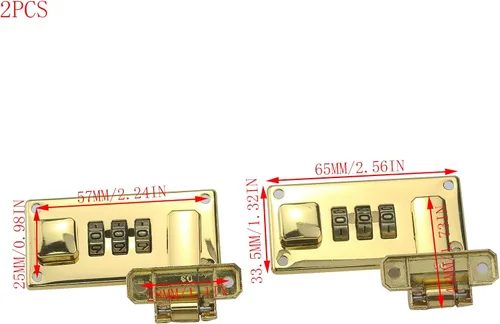 Vista 2 de Cerradura de combinación de maleta de equipaje, hebilla de bloqueo de contraseña de 3 dígitos para caja de herramientas, con tornillos (dorado)