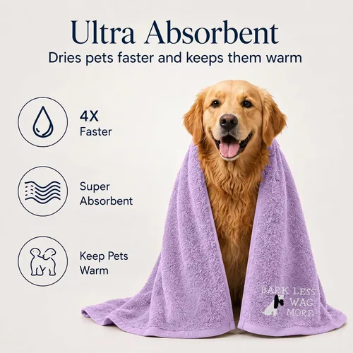 Vista 5 de DAN RIVER Paquete de 1 toalla para perro, 100% algodón, 20 x 40, ultra suave de 450 GSM, toalla súper absorbente y de secado rápido para perros