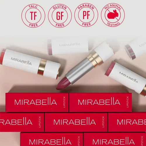 Vista 5 de Mirabella Sealed with a Kiss - Lápiz labial hidratante de cobertura completa, ricamente pigmentado, ultra cremoso, hidratante y a base de minerales