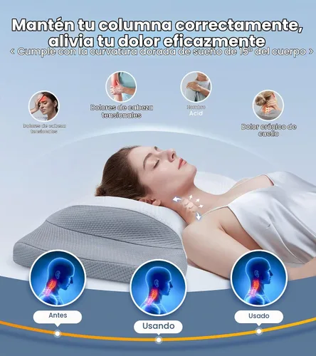 Vista 3 de Elevate Sleeping - Almohada cervical cervical para aliviar el dolor, almohada de espuma viscoelástica para restaurar la columna vertebral saludable