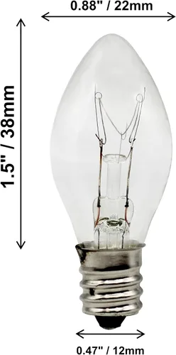 Vista 4 de Creative Hobbies Paquete de 25 bombillas nocturnas de 4 W, incandescentes C7, transparentes, combustión constante, 4 vatios, base de candelabro E12