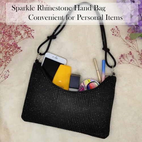 Vista 2 de SiorVeol Bolso de noche con diamantes de imitación para mujer, monederos brillantes para boda, graduación, fiesta, club