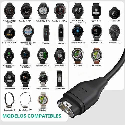Vista 2 de AWINNER Compatible con el cable cargador Garmin Watch (paquete de 2)