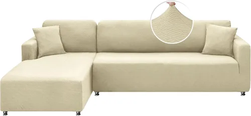 Vista 10 de XINEAGE Funda de sofá modular de alta elasticidad en forma de L, 2 piezas antideslizante con protector de muebles con 2 fundas de almohada