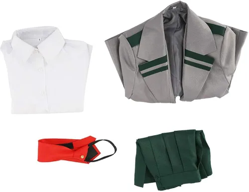 Vista 4 de miccostumes Disfraz de cosplay para niñas, uniforme escolar para niños, conjunto completo con corbata