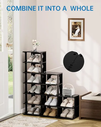 Vista 7 de HAIXIN Zapatero vertical estrecho de 7 niveles, torre de zapatos delgada Negro