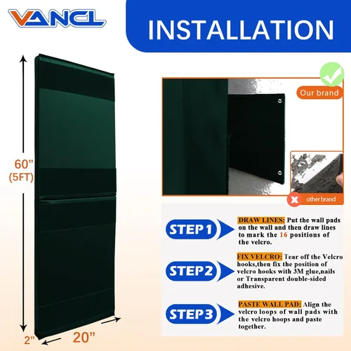 Vista 2 de Acolchado de pared para gimnasio, almohadilla de pared para niños, acolchado de pared de 2" de espesor, acolchado de pared para protección de 4