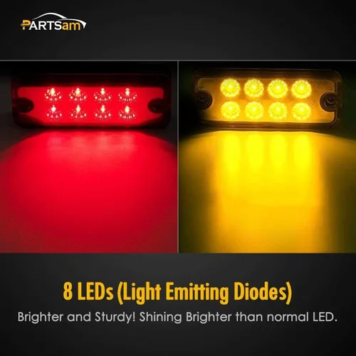 Vista 3 de Partsam Luces LED de 4 x 2 luces LED de marcación laterales, luces de separación para camión, remolque, luces selladas, luces indicadoras selladas a