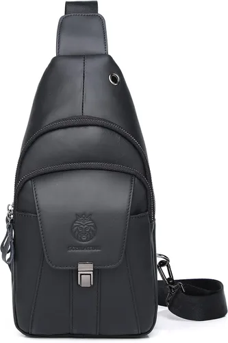 Vista 21 de LUKZIJAES Bolso bandolera de cuero genuino para hombre