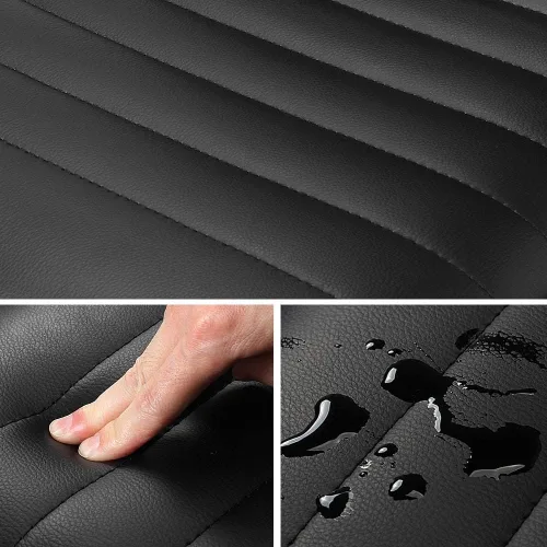 Vista 6 de Yaheetech Silla de escritorio negra sin brazos con ruedas, piel sintética acanalada (paquete de 2)