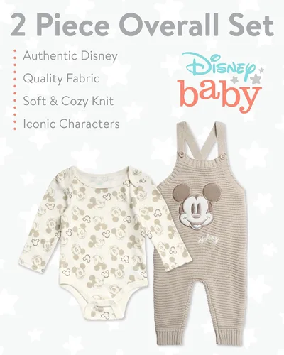 Vista 2 de Disney Conjunto de 2 piezas de Mickey Mouse, Winnie the Pooh y overol de punto, pantalones para bebés, 0-9 meses