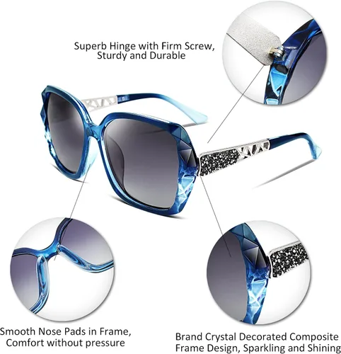Vista 41 de FEISEDY - gafas de sol polarizadas para mujer, marco compuesto brillante B2289