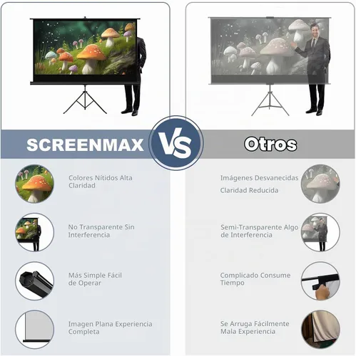 Vista 2 de Pantalla de Proyector para Exteriores con Trípode de Soporte, Pantalla de Proyector Portátil Desplegable para Interiores, Pantalla de Proyección