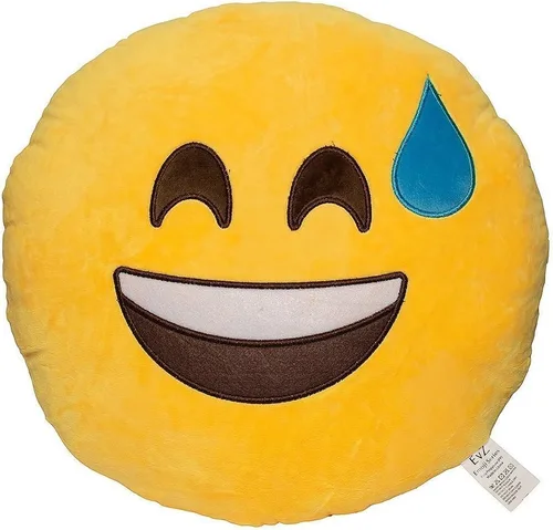 Vista 19 de Emoji Cara de Alienígena Cojín de Emoticón Relleno de Felpa Suave Almohada, Certificado Oficial, EvZ 31cm Gris