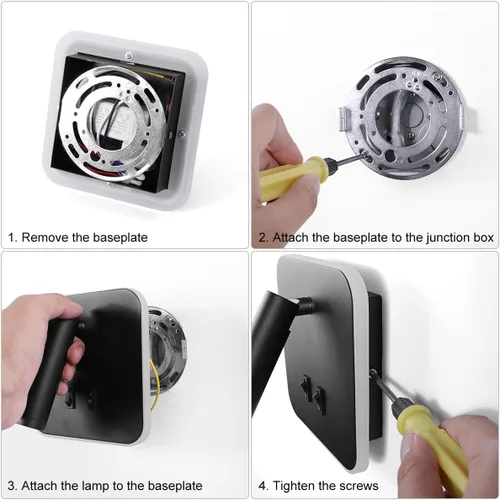 Vista 8 de Kawell Apliques de pared LED modernos 2 en 1 de 8 W con interruptor, foco de pared de lectura ajustable de 3 W, cableado interior para dormitorio