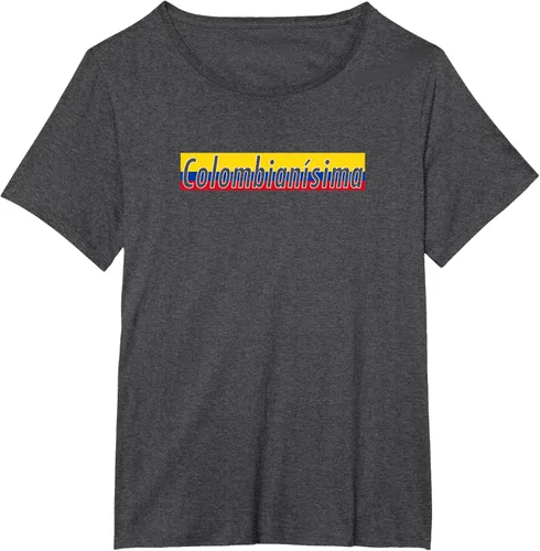 Vista 26 de Camisas Colombianisima Colombia para mujer Bandera de Colombia, Negro, S