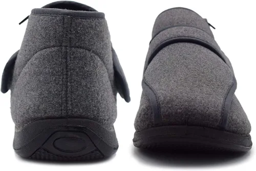 Vista 3 de W&LESVAGO Men's Memory Foam Diabetic Shoes, Comfy Warm Plush Fleece House Shoes High-top Wide Width Adjustable Closures Boots for Elderly Arthritis