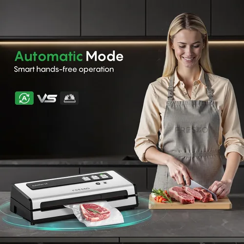Vista 3 de FRESKO Máquina selladora al vacío con detección automática de bolsas, juego de accesorios al vacío de tarro Mason, doble sellado térmico, fácil