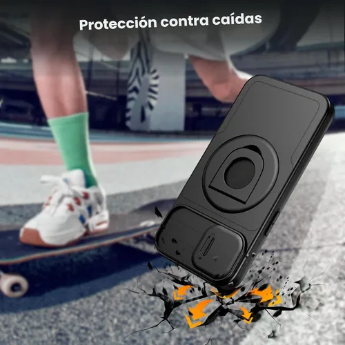 Vista 7 de VEGO - Funda para iPhone 13 con funda para cámara [compatible con MagSafe], color negro Funda para iPhone 14 incorporada con soporte de 360°