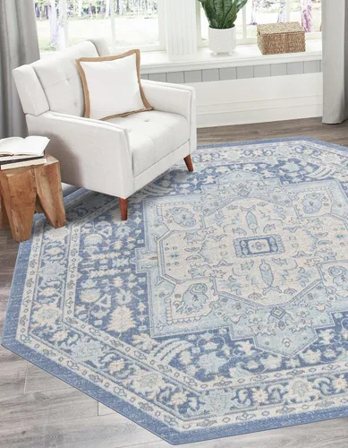 Vista 44 de Unique Loom Whitney Collection - Alfombra rectangular de 5 pies 3 pulgadas x 8 pies, color azul Multicolor/Azul