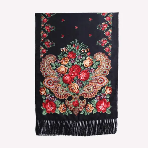 Vista 7 de Bufanda tradicional con borla exótica para mujer, cálida, suave, grande, rectangular, a la moda, bufandas