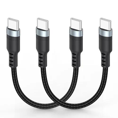 Vista 10 de Cable USB C de 1 pie, 2 unidades, carga rápida de 60 W, cable de carga USB