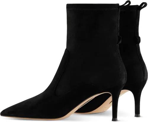 Vista 4 de 7or9 Botines de tacón medio para mujer con suela puntiaguda y suela Chelsea Fashion Go Go Botas de cuero tacón de aguja - Negro y marrón..