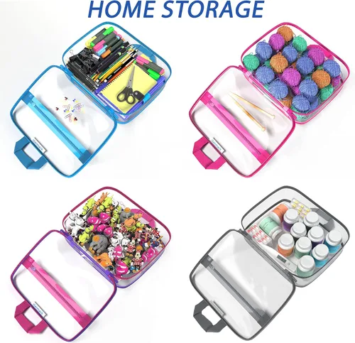 Vista 4 de Olanmark Neceser transparente - Bolsa de maquillaje de PVC - Estuche de viaje grande transparente para cosméticos - Cubo de embalaje transparente