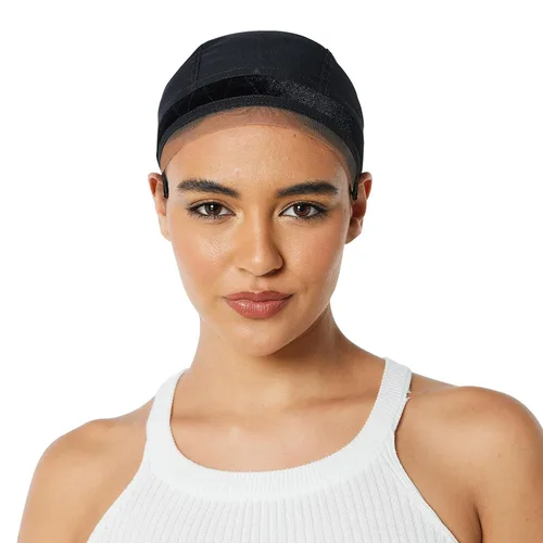 Vista 7 de Gorra de silicona de encaje para mujer, banda de agarre ajustable, gorra sin pegamento para encaje y pelucas de una sola parte superior (beige, L)