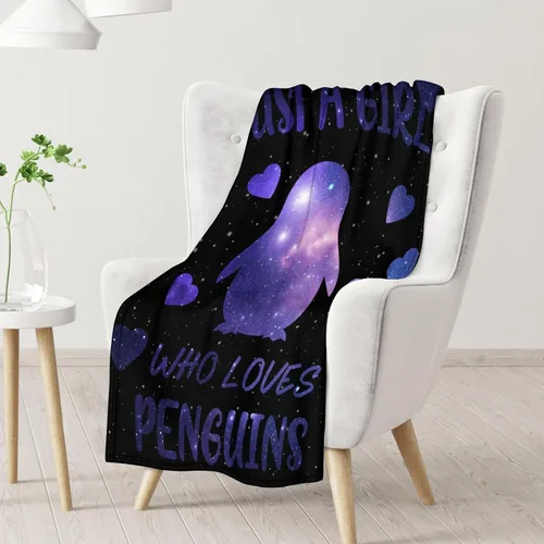 Vista 2 de Manta de pingüino para regalar – Manta de 30 x 40 pulgadas para adultos y niños, mantas negras de felpa suave para sofá, oficina