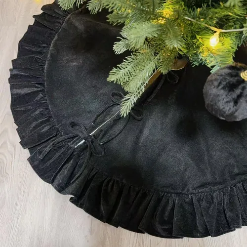 Vista 19 de Falda de Árbol de Navidad de 24 Pulgadas - Falda de Árbol de Piel Sintética Esponjosa Beige Blanca, Decoración Navideña de Felpa de Color Toka