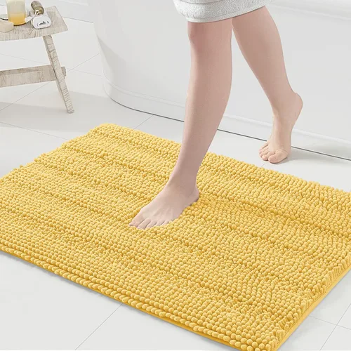 Vista 218 de Grandaily Alfombras de baño de felpilla a rayas de 24 x 16 pulgadas, extra gruesas y suaves, absorbentes, parte trasera de goma, alfombra de ducha