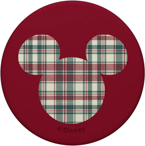 Vista 3 de Disney Mickey Mouse Head Icon Christmas Holiday Plaid PopSockets intercambiables PopGrip