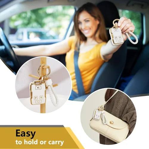 Vista 4 de GM-B2-Key Fob Cover Cuerda trenzada/borde dorado