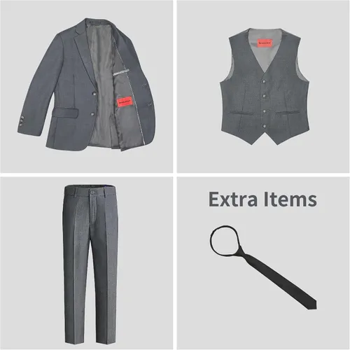 Vista 2 de Marvelous World Conjunto de traje formal ajustado para niños, cintura ajustable
