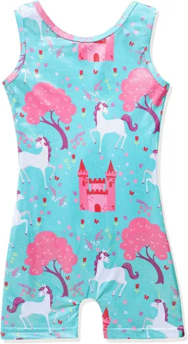 Vista 78 de HOZIY Leotardos de gimnasia para niñas, trajes de ciclismo con patrón adorable brillante