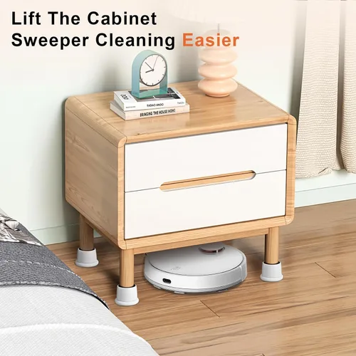 Vista 4 de Elevadores ajustables para muebles, elevadores de cama de 1.6 a 2.6 pulgadas, color blanco, plástico duradero y antideslizantes, elevadores de sofá